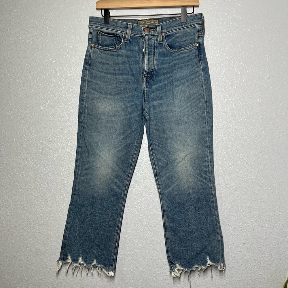 Point Sur Denim High Waisted Frayed Jeans